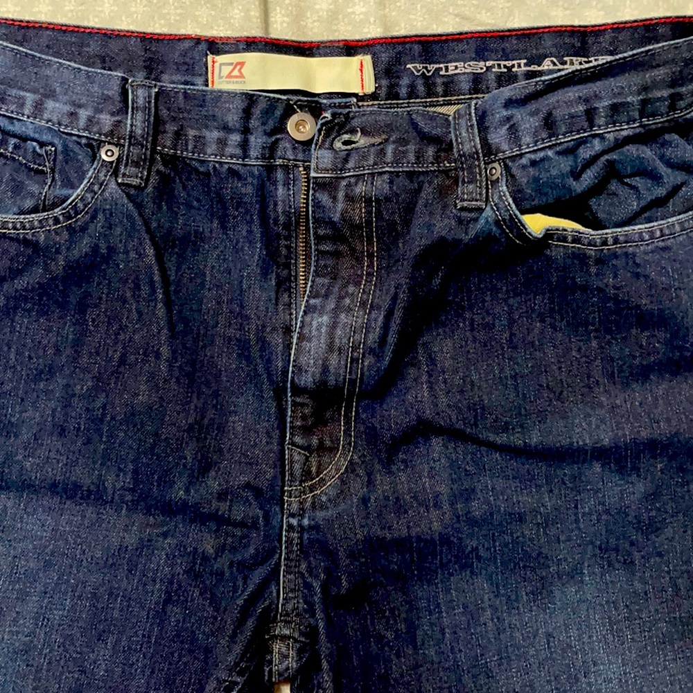 Never worn - 40 waist 34 length cutter and buck blue jeans Westlake Model